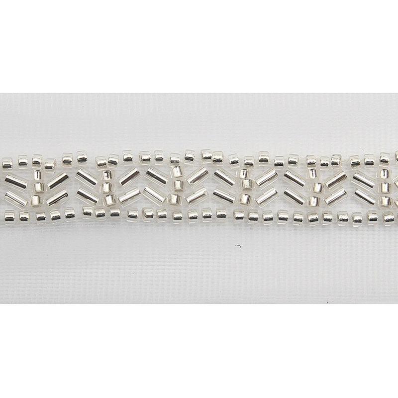 Wholesale Embroidery beaded lace trim 3.7 cm Mesh fabric lace trims beautiful White Accessories for dress 3D wedding Designer