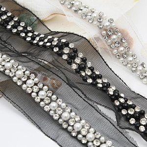 kavatar  wholesale new Handmade Bead lace Embroidered Tulle Trim wedding with Accessories Beads Crystals & Rhinestones