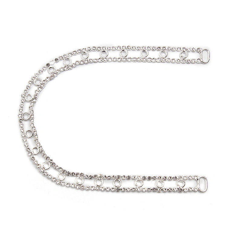 Wholesale Women Evening Party Dress Camisole  Plated tassel fringe alloy Rhinestone Chain Trim Bra Crystal Shoulder Strap