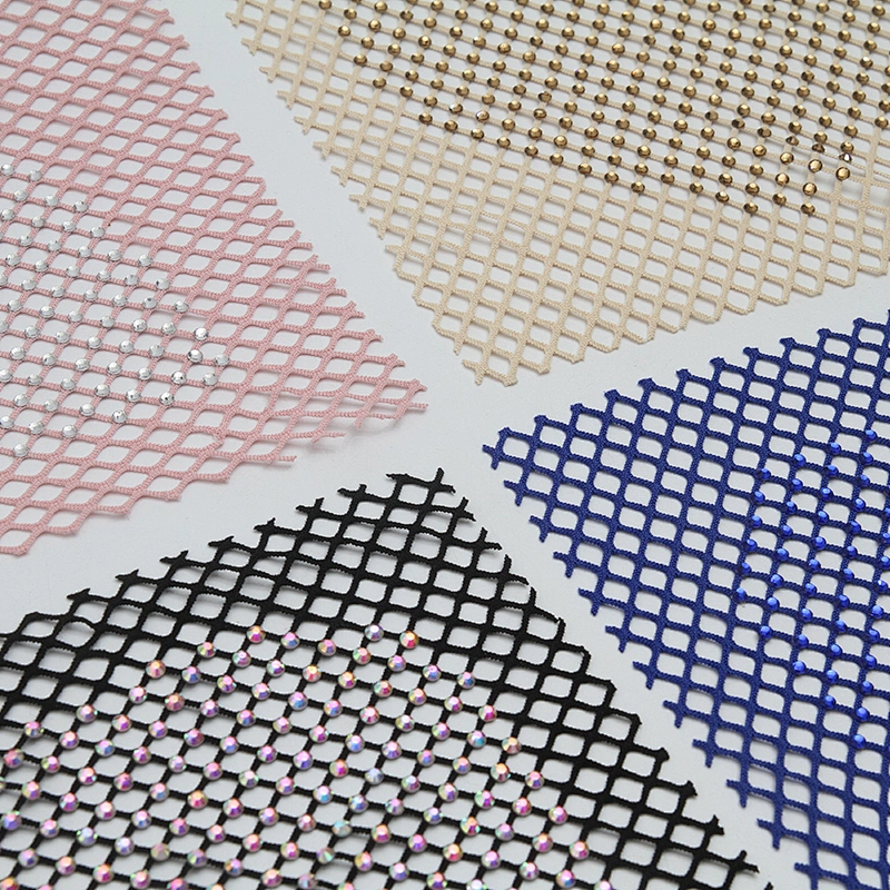 wholesale crystal  design rhinestone fabric mesh fashion  lace Letter Tiktok pattern with nude mesh flat back for clothing