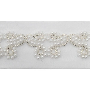 Wholesale Embroidery beaded lace trim 6 cm Mesh fabric lace trims beautiful Accessories for dress 3D wedding Designer