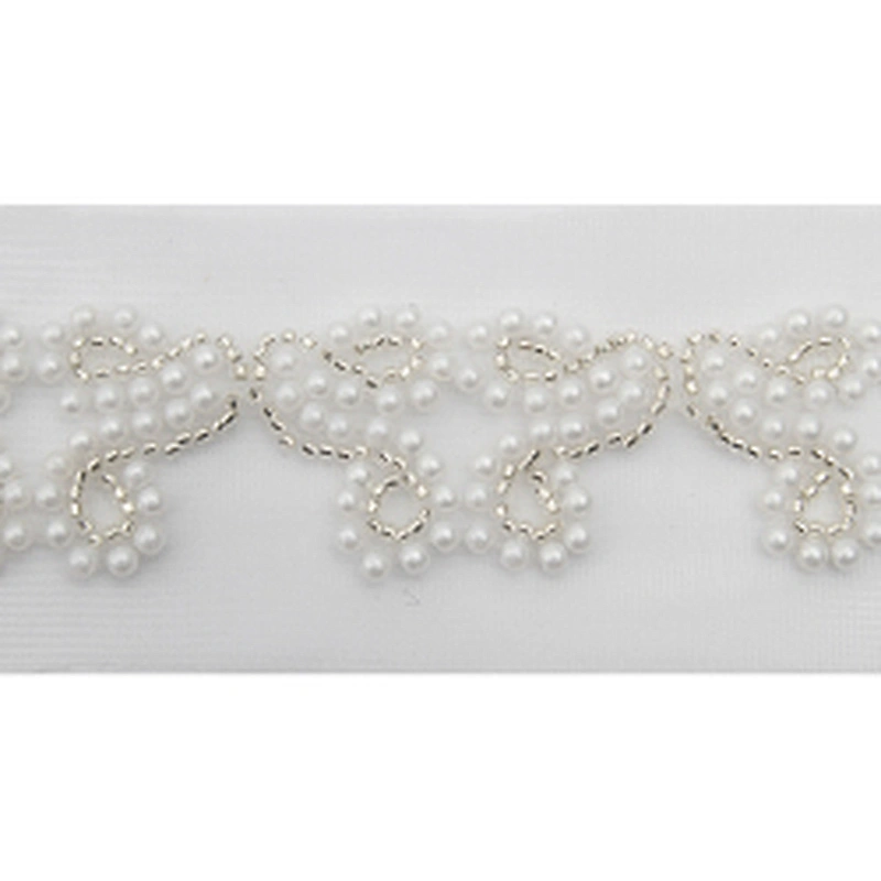 Wholesale Embroidery beaded lace trim 6 cm Mesh fabric lace trims beautiful Accessories for dress 3D wedding Designer