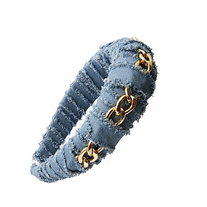 Ball wide edge cloth art high-grade light luxury lightweight design fashion style hair band headbands jean headband