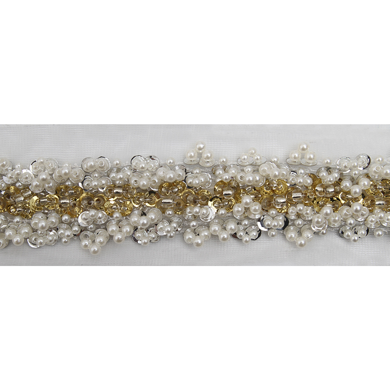 kavatar  wholesale new Handmade Bead lace Embroidered Tulle Trim wedding with Accessories Beads Rhinestones
