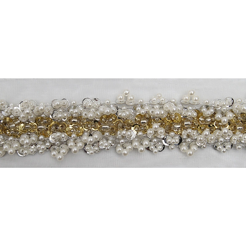 kavatar  wholesale new Handmade Bead lace Embroidered Tulle Trim wedding with Accessories Beads Rhinestones