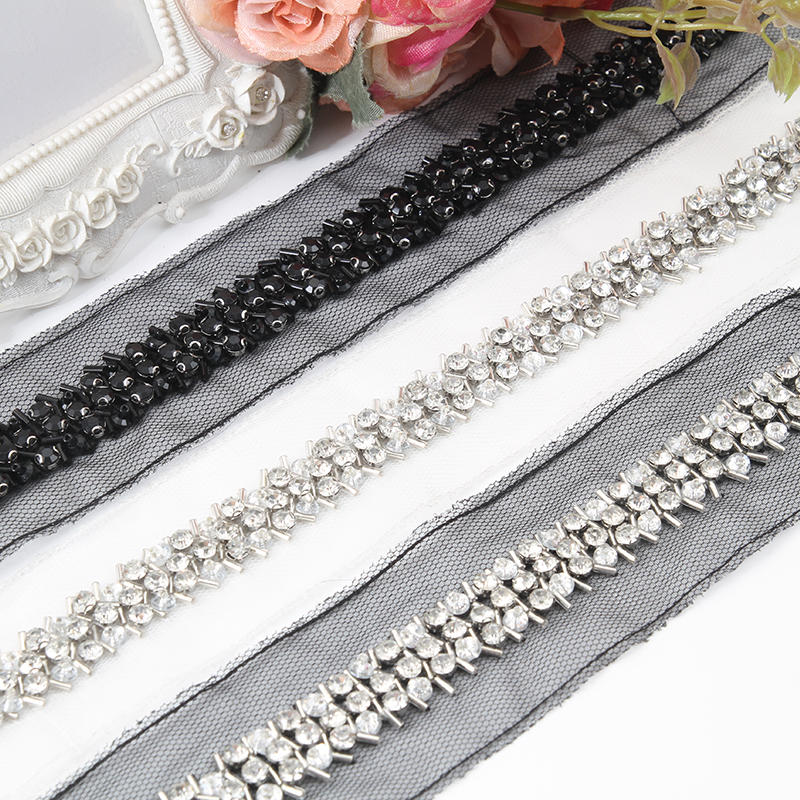 kavatar  wholesale new Handmade Bead lace Embroidered Tulle Trim wedding with Accessories Beads Crystals & Rhinestones