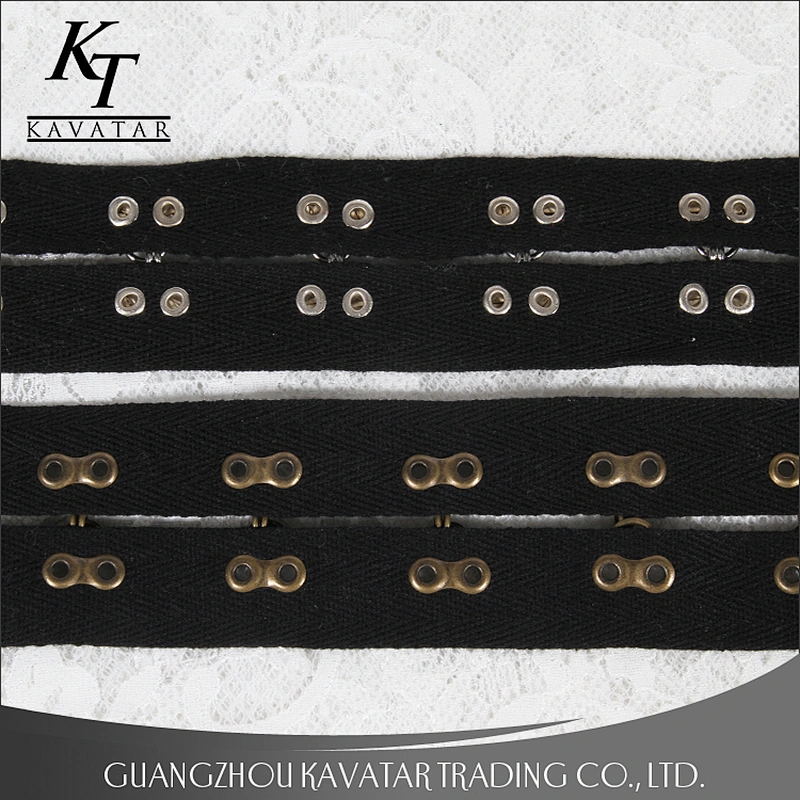 Hot selling Copper hook and eyelet herringbone tape, Hook and eyelet Copper tape trimming Eyelet belt