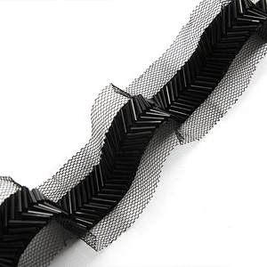Wholesale beaded trim rhinestone pearl handmade lace trim