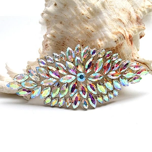 Christmas Cherry Flower Decorative Sew on Rhinestone Beaded Patches Wholesale patches for clothing