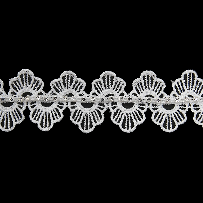 Wholesale Chain lace trim rhinestone 2.3 cm Sew-On lace trim Polyester net mesh Lace trimmings wedding for clothes  Accessories