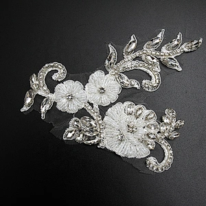 Christmas Cherry Flower Decorative Sew on Rhinestone Beaded Patches Wholesale patches for clothing