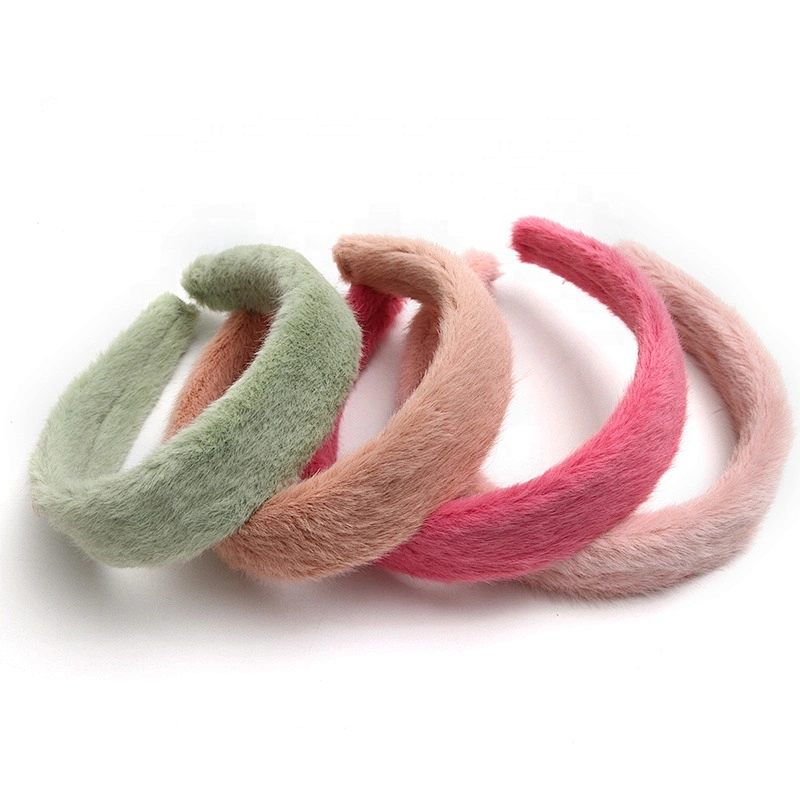 Factory sells colorful hair plush tie elastic creative fluffy fashion hair hoop woman hairband girls headbands fur headband