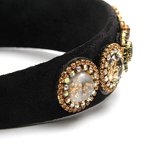 Luxury Velour Decorated bling headbands women Headbands hairband Big hair band Rhinestone  baroque headbands with buttons