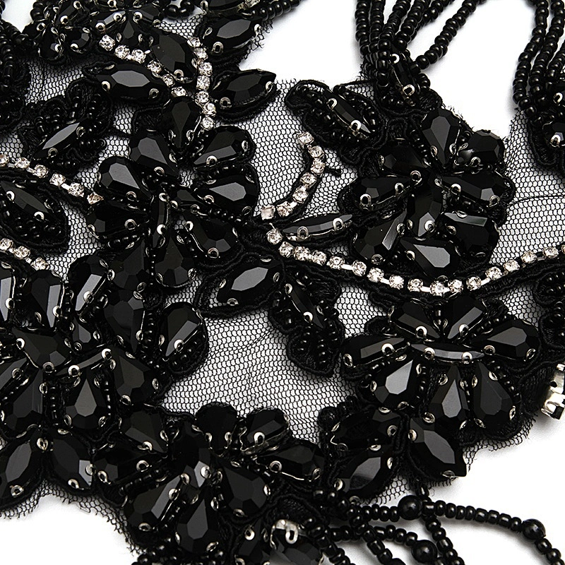 Christmas Cherry Flower Decorative Sew on Rhinestone Beaded Patches Wholesale patches for clothing