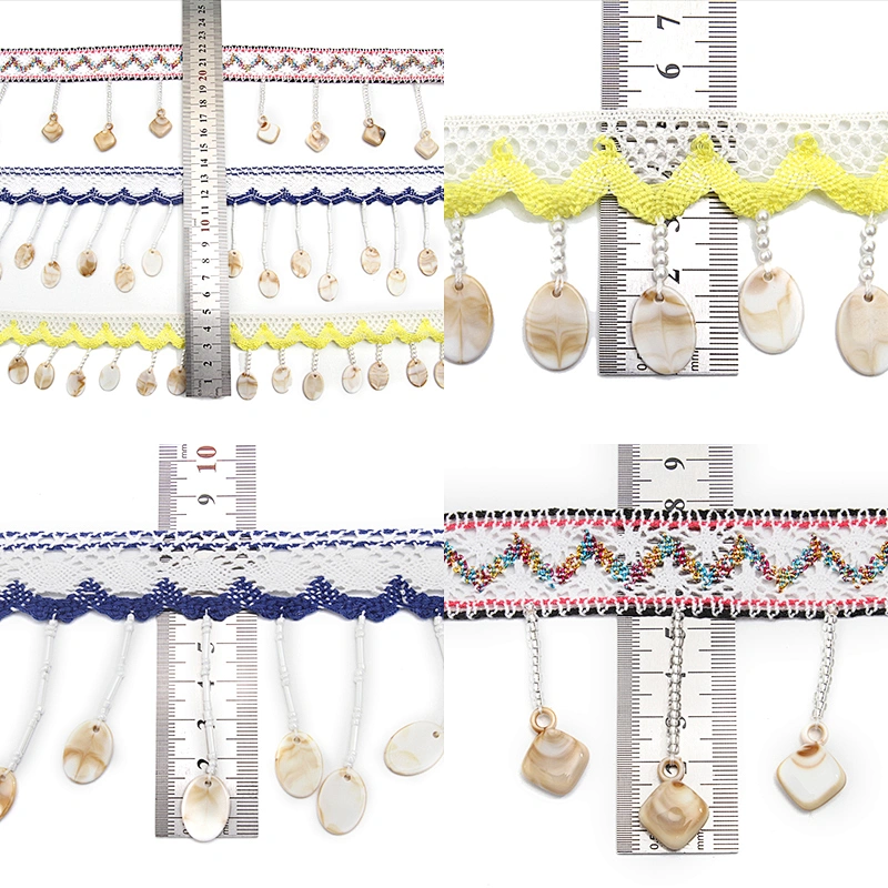 Wholesale tassels lace trim for garment rhinestone Pearl fringe tassel trimming  jute tassel trim