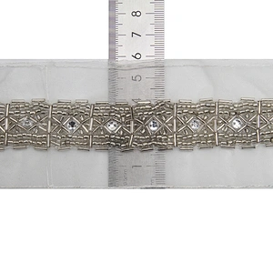kavatar  wholesale new Handmade Bead lace Embroidered Tulle Trim wedding with Accessories Beads Rhinestones