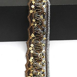 kavatar  wholesale new Handmade Bead lace Embroidered Tulle Trim wedding with Accessories Beads Rhinestones