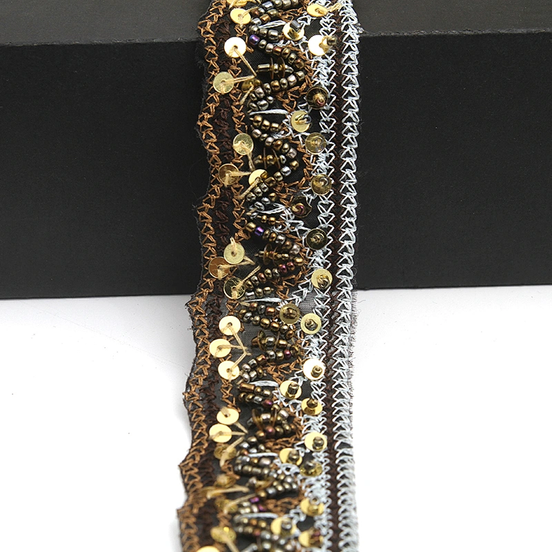 kavatar  wholesale new Handmade Bead lace Embroidered Tulle Trim wedding with Accessories Beads Rhinestones