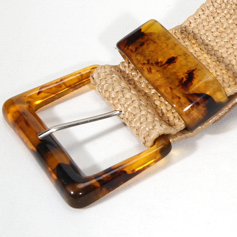 Leisure 97cm Square Buckled Woven Fabric Waist Belt for Women