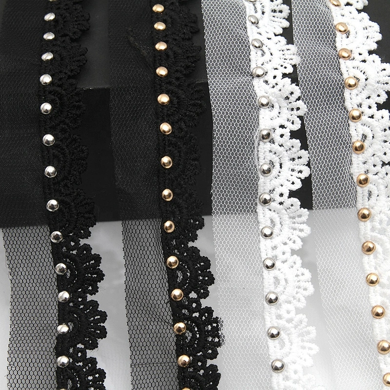 Wholesale 2.8cm Size Studs trim ribbon diy handmade costume dress sewing bead lace trim Design Rivets Trims