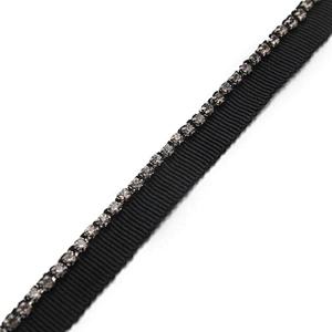 New wholesale Chain lace trim Rhinestone 1.1 cm Sew-On  elastic lace trim Woven Lace trimmings for dresses