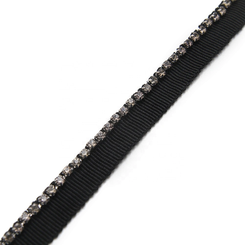 New wholesale Chain lace trim Rhinestone 1.1 cm Sew-On  elastic lace trim Woven Lace trimmings for dresses