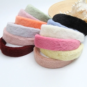 Factory sells colorful hair plush tie elastic creative fluffy fashion hair hoop woman hairband girls headbands fur headband
