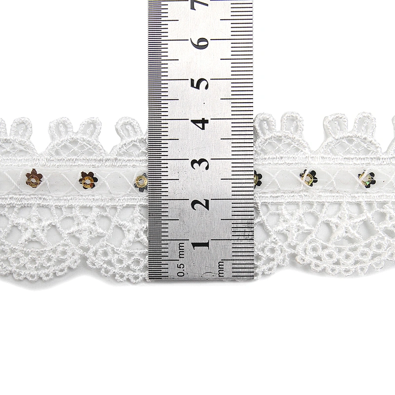 Wholesale sequins Lace Trim Water soluble lace white bridal lace trim Embroidery Sequin Tape For Dress cheap