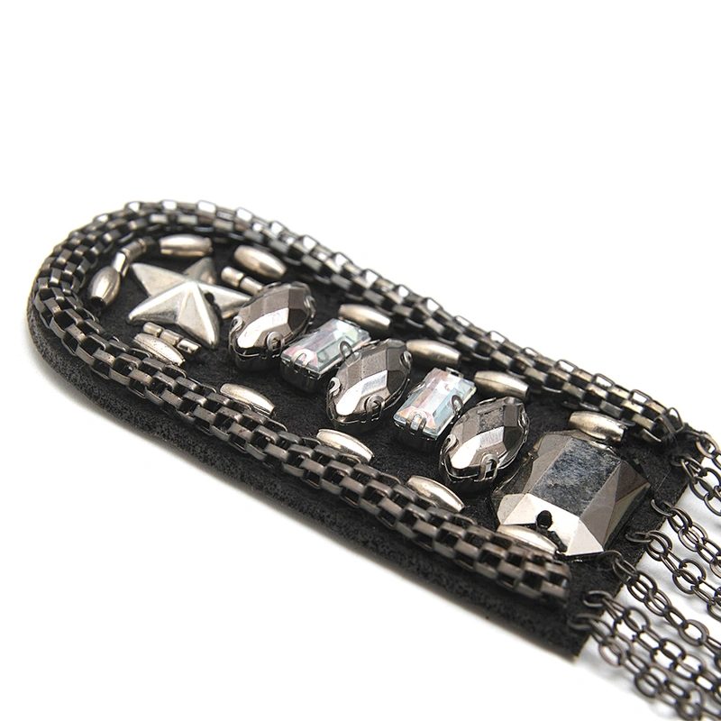 wholesale  designer badges cloth stickers Sew on for clothing accessories decoration 3D patch  rhinestone Metal Chain Tassel