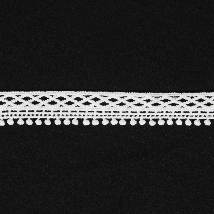 Designs Embroidered Water Soluble Pompom Lace Trim for Garments