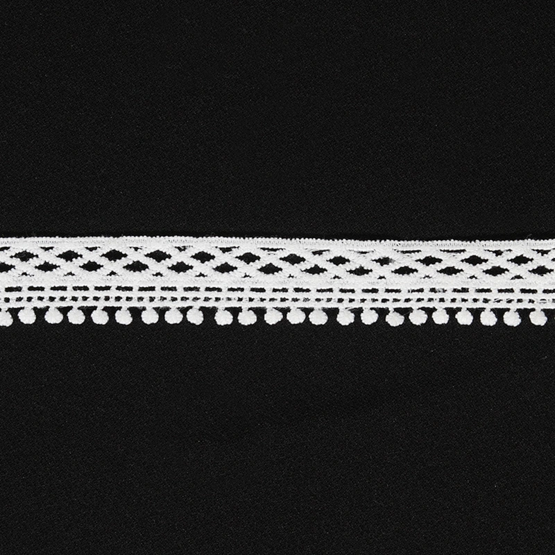 Designs Embroidered Water Soluble Pompom Lace Trim for Garments