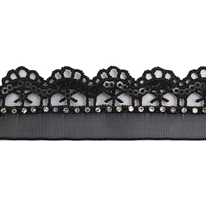 Wholesale Chain lace trim rhinestone 2.3 cm Sew-On lace trim Polyester net mesh Lace trimmings wedding for clothes  Accessories