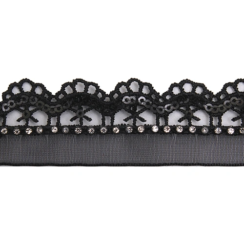 Wholesale Chain lace trim rhinestone 2.3 cm Sew-On lace trim Polyester net mesh Lace trimmings wedding for clothes  Accessories