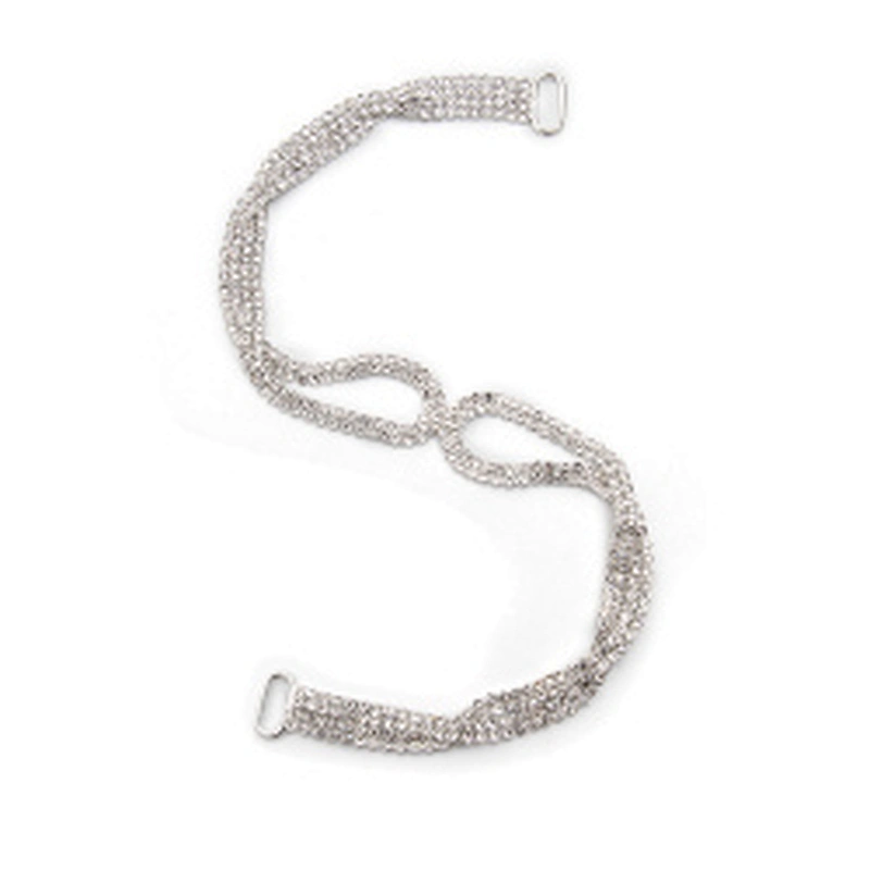 Wholesale Women Evening Party Dress Camisole  Plated tassel fringe alloy Rhinestone Chain Trim Bra Crystal Shoulder Strap