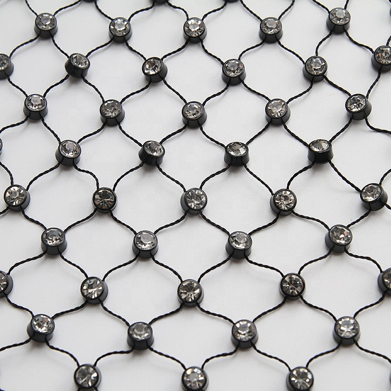 Kavatar pearl and rhinestone mesh trimming rhinestone mesh sheet fabric with rhinestone crystal mesh for shoes clothing
