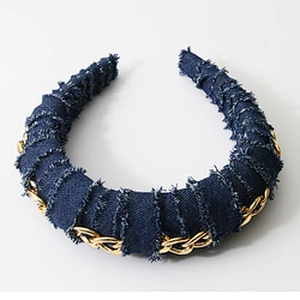 Ball wide edge cloth art high-grade light luxury lightweight design fashion style hair band headbands jean headband