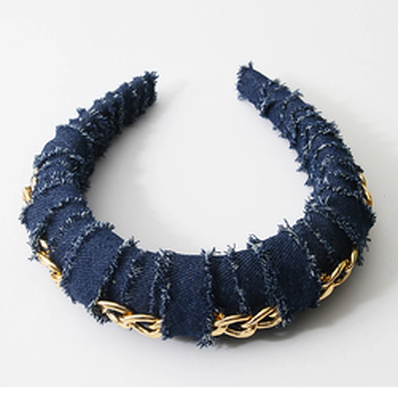 Ball wide edge cloth art high-grade light luxury lightweight design fashion style hair band headbands jean headband