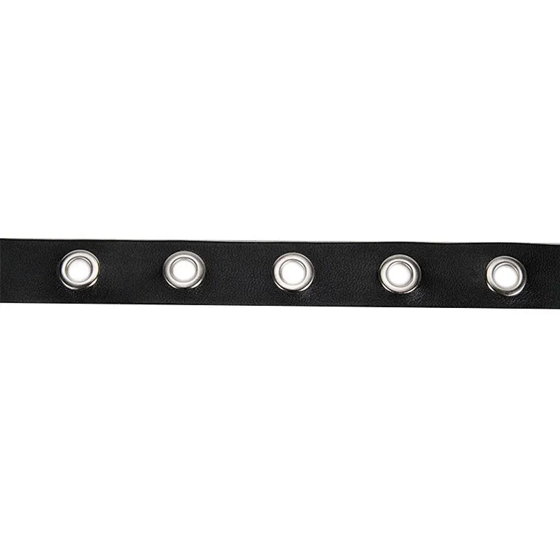 Kavatar Fashion Wholesale Black PU Accessories Eyelet Trim Tape For Garment eyelet belt