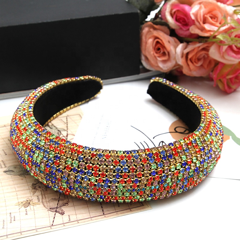 Spot supply rhinestone hair band elastic creative fluffy fashion girls  hair band ladies hair band baroque