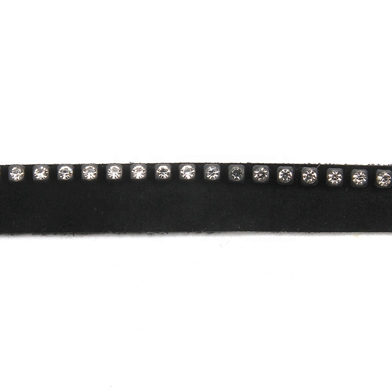 Wholesale Chain lace trim Rhinestone 0.8 cm Sew-On lace trim PU Lace trimmings for clothes  Accessories  Cotton