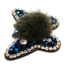 Christmas Cherry Flower Decorative Sew on Rhinestone Beaded Patches Wholesale patches for clothing