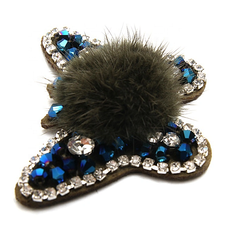 Christmas Cherry Flower Decorative Sew on Rhinestone Beaded Patches Wholesale patches for clothing