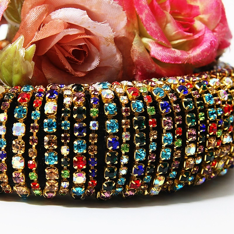 Manufacturers direct colorful  with blue headband bride with hand sewing Acrylic rhinestone with the latest style bling