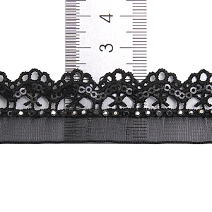 Wholesale Chain lace trim rhinestone 2.3 cm Sew-On lace trim Polyester net mesh Lace trimmings wedding for clothes  Accessories