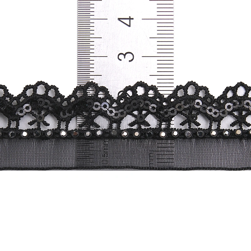 Wholesale Chain lace trim rhinestone 2.3 cm Sew-On lace trim Polyester net mesh Lace trimmings wedding for clothes  Accessories