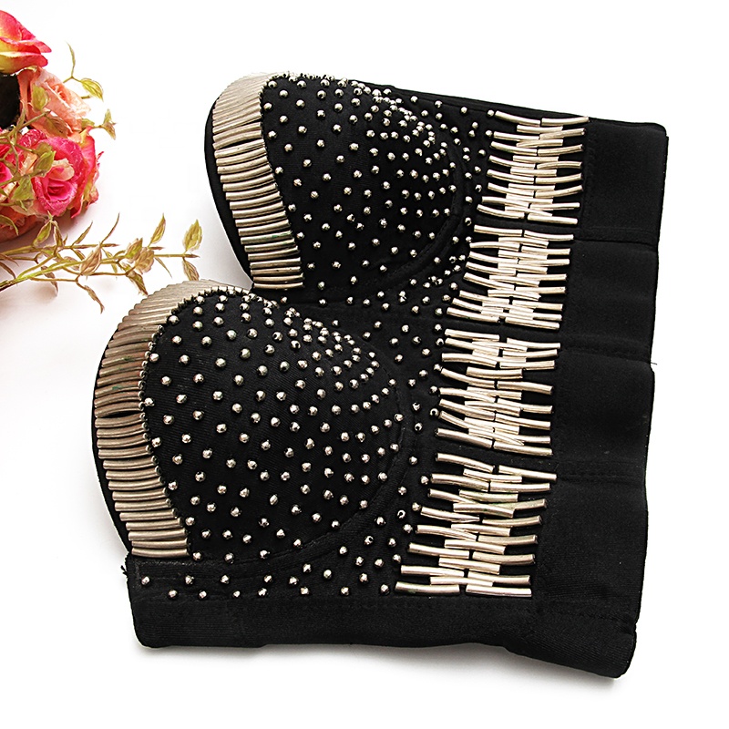 Kawaii High corset crop top sexy black women's handmade rhinestone diamond adult Erotic fashion sexy underwear