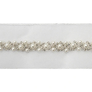 kavatar  wholesale new Handmade Bead lace Embroidered Tulle Trim wedding with Accessories Beads Crystals & Rhinestones