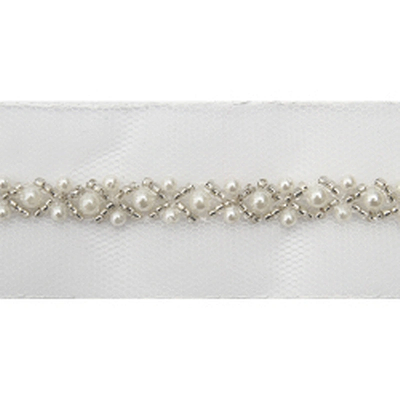 kavatar  wholesale new Handmade Bead lace Embroidered Tulle Trim wedding with Accessories Beads Crystals & Rhinestones