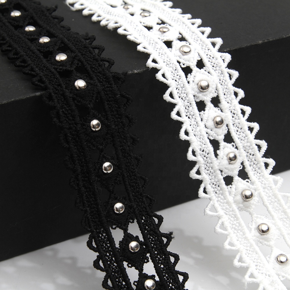 Wholesale 2.7cm Size Studs trim ribbon diy handmade costume dress sewing bead lace trim Design Rivets Trims