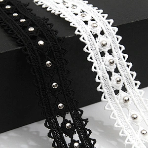 Wholesale 2.7cm Size Studs trim ribbon diy handmade costume dress sewing bead lace trim Design Rivets Trims